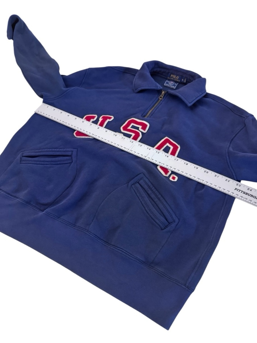 Polo Ralph Lauren USA Quarter Zip Fleece Pullover Large 2016 Olympic - Picture 5 of 9